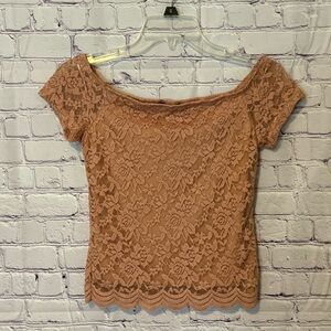 Ambiance Pink Fitted Lace Blouse